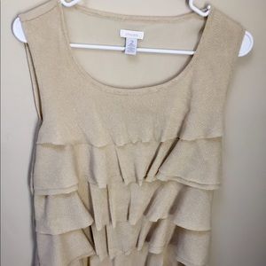 Chico’s gold tone layered top, size 2